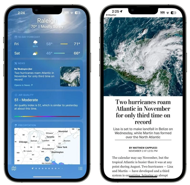 将乐苹果14维修分享iPhone 14手机如何看天气时顺带看新闻 