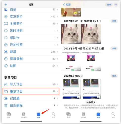 将乐苹果手机维修分享iOS 16 中相册重复项目功能使用方法 