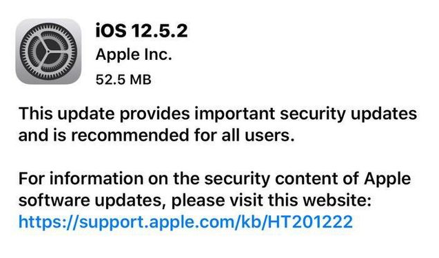 将乐苹果手机维修分享iOS12.5.2发布，建议所有老苹果用户安装 
